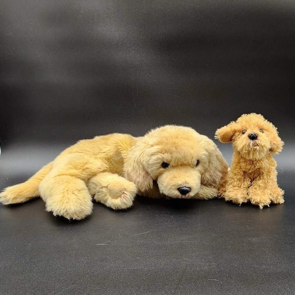 DEMDACO Tan Golden Retriever Poodle Plush Dog Lot Realistic‎ Stuffed Animal Toy